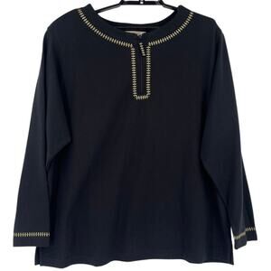 Vintage Y2K Bechamel 1/4 Zip Womens Top Sz 2X Metallic Gold Trim Pullover Glam